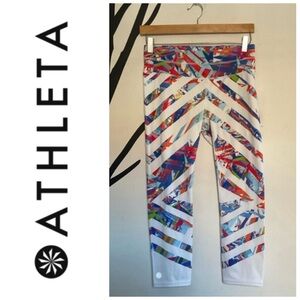 NWT Athleta Kaleidoscope Sonar white capri leggings, S